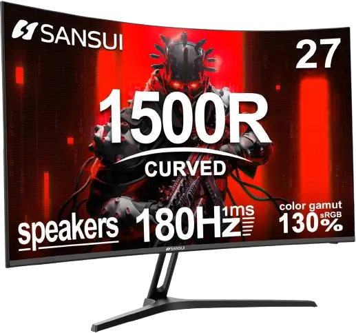 SANSUI 27 Inch Curved Gaming Monitor 180Hz